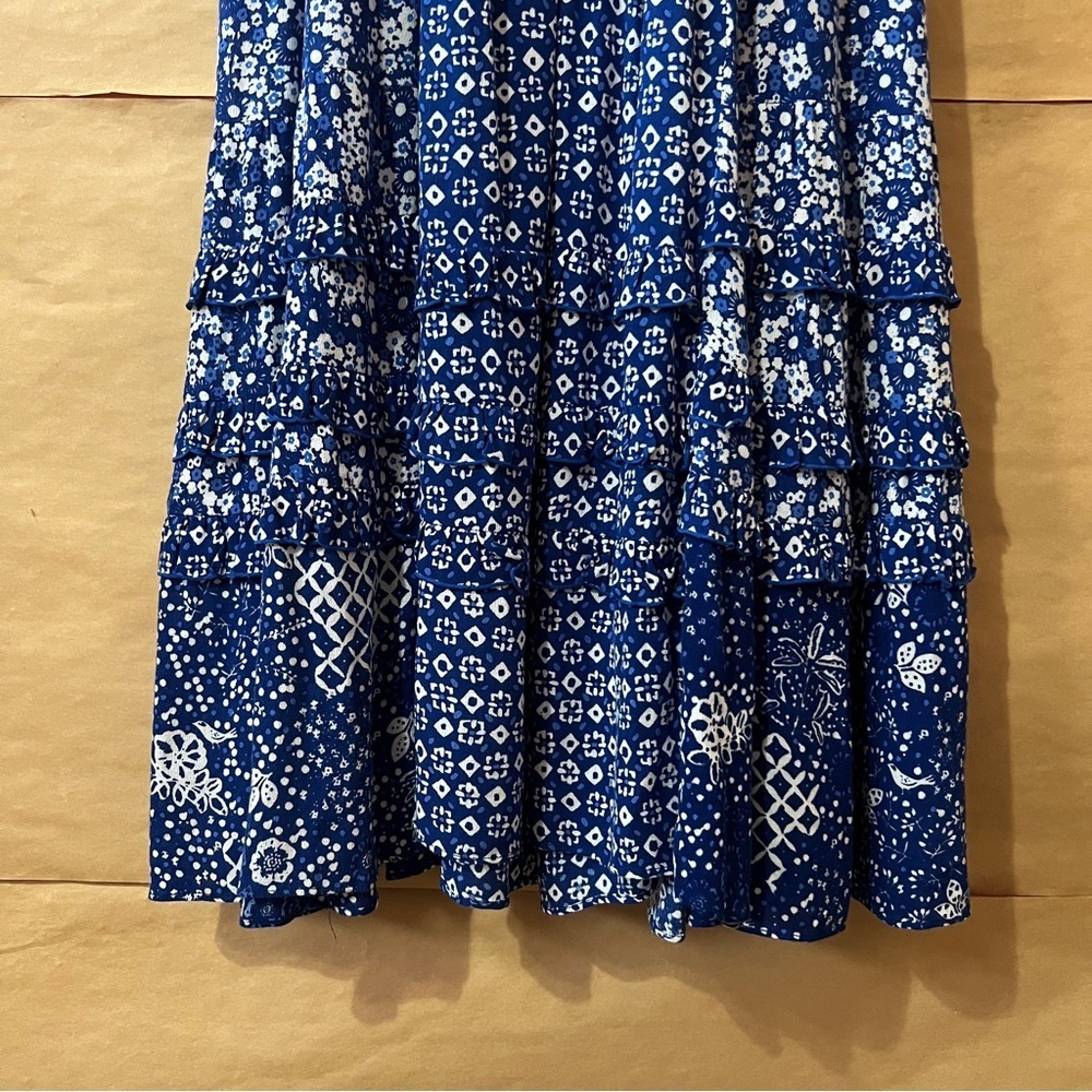 Poupette St Barth | Paulina Midi Dress Ruffle Tiered V-Neck Blue Antibes Size S - Picture 7 of 13